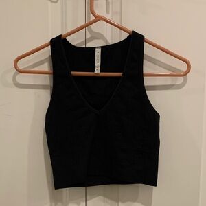 Athleta Black V-Neck Crop Top